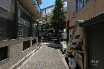 敷地南側の前面道路（西側から）