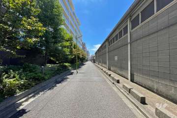 敷地南西側の前面道路（北西側から）