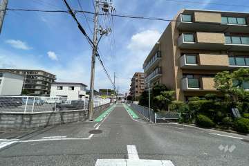 敷地西側の前面道路(南側から)