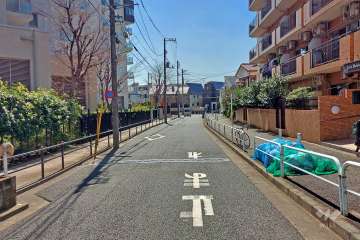 敷地西側の前面道路(北側から)