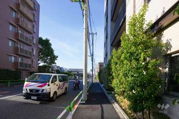 敷地西側の前面道路（南側から）