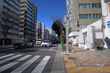 敷地南西側の前面道路(南東側から)