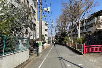 敷地の北東側前面道路（南東側から）