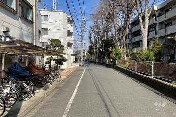 敷地の南西側前面道路（南東側から）