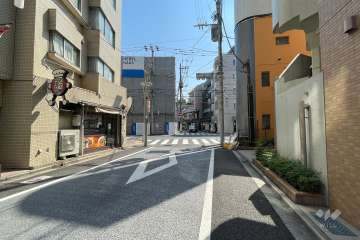 敷地の南側前面道路（西側から）