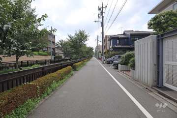 敷地の北東側前面道路（北西側から）