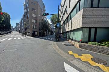 敷地の南東側前面道路（北東側から）