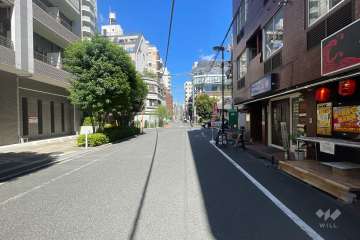 敷地の北西側前面道路（南西側から）