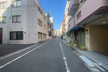 敷地の南側前面道路（東側から）