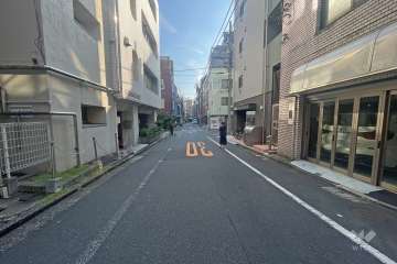 敷地の南側前面道路（西側から）