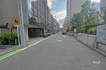 敷地の南側前面道路（西側から）