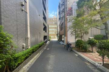 敷地北東側の前面道路（北東側から）