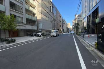敷地の南側前面道路（西側から）