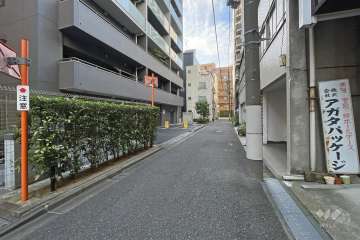 敷地の北西側前面道路（北東側から）