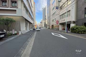 敷地の南東側前面道路（南西側から）
