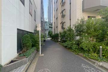 敷地の北西側前面道路（南西側から）