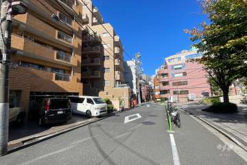 敷地の北西側前面道路（南西側から）