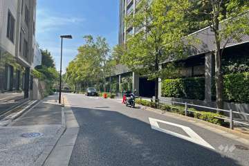 敷地の南東側前面道路（北東側から）