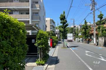 敷地の北西側前面道路（北東側から）