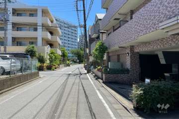 敷地北東側の前面道路（北西側から）