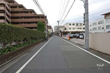 敷地北西側の前面道路（北東側から）