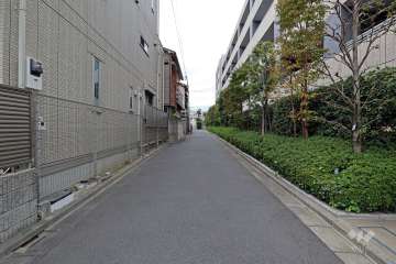 敷地南東側の前面道路（北東側から）