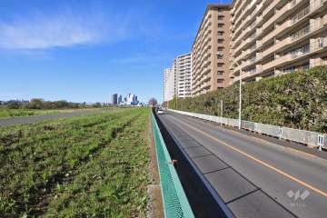 敷地南西側の前面道路（南東側から）