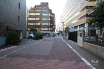 敷地西側の前面道路(北側から)