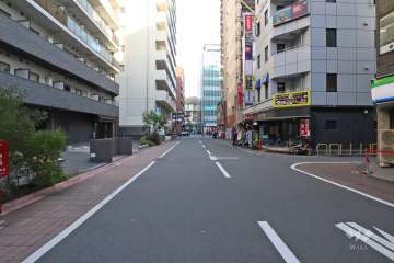 敷地南側の前面道路(西側から)