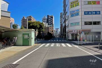 敷地南側の前面道路（西側から）