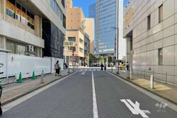 敷地の南側前面道路（西側から）