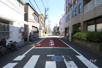 敷地西側の前面道路(南側から)