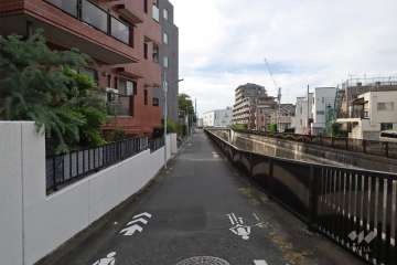 敷地北東側の前面道路（南東側から）