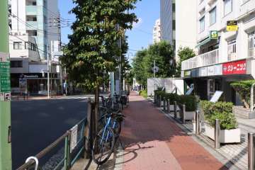 敷地北西側の前面道路(南西側から)