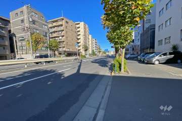 敷地西側の前面道路（南側から）