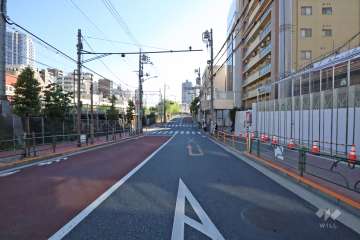 敷地南東側の前面道路(北東側から)