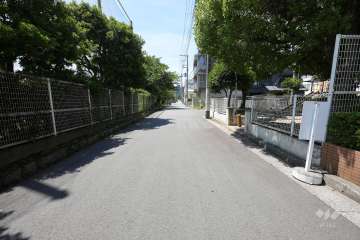 敷地南西側の前面道路（南東側から）