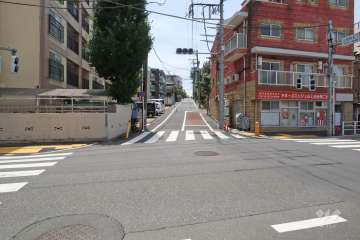 敷地南西側の前面道路(北西側から)