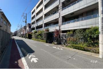敷地南東側の前面道路（北東側から）