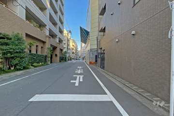 敷地北側の前面道路（西側から）　