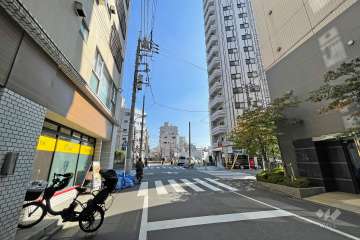 敷地南側の前面道路（西側から）