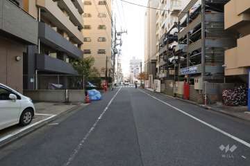 敷地南側の前面道路（西側から）