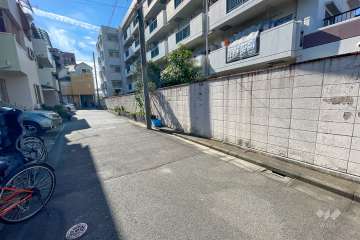 敷地東側の前面道路（北側から）