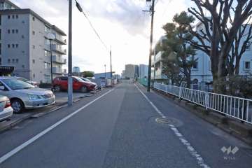 敷地西側の前面道路(北側から)