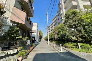 敷地西側の前面道路（南側から）