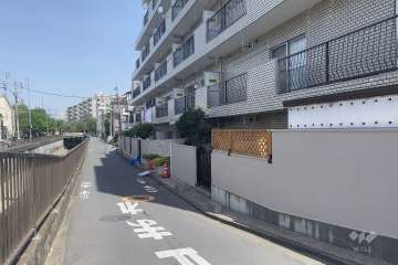 敷地西側の前面道路（南側から）