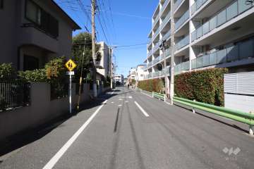 敷地北西側の前面道路(南西側から)