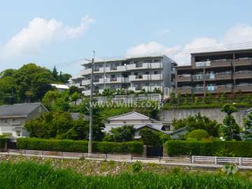 高台にあり、敷地南側は一段低くなっています。