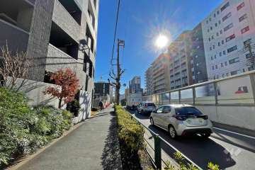 敷地西側の前面道路（北側から）