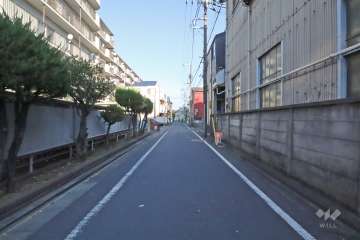 敷地南側の前面道路(西側から)